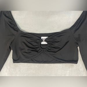 princess polly long sleeve key hole top black